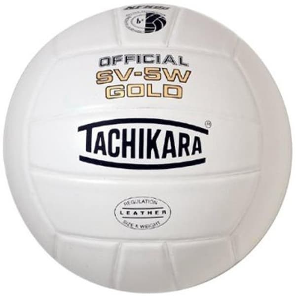 Tachikara SV5W-GOLD.NFHS Gold Competition Premium Leather Volleyball - White SV5W-GOLD.NFHS - main